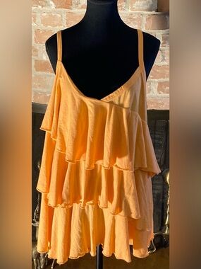 One Step Ahead Peach Ruffled Tiered Spaghetti-Strap Camisole
